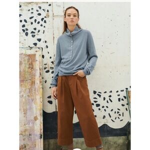 NWT WRAP LONDON  Stitch-Detail Trousers Wide Leg Baggy Crop Cotton Twill Rust 12